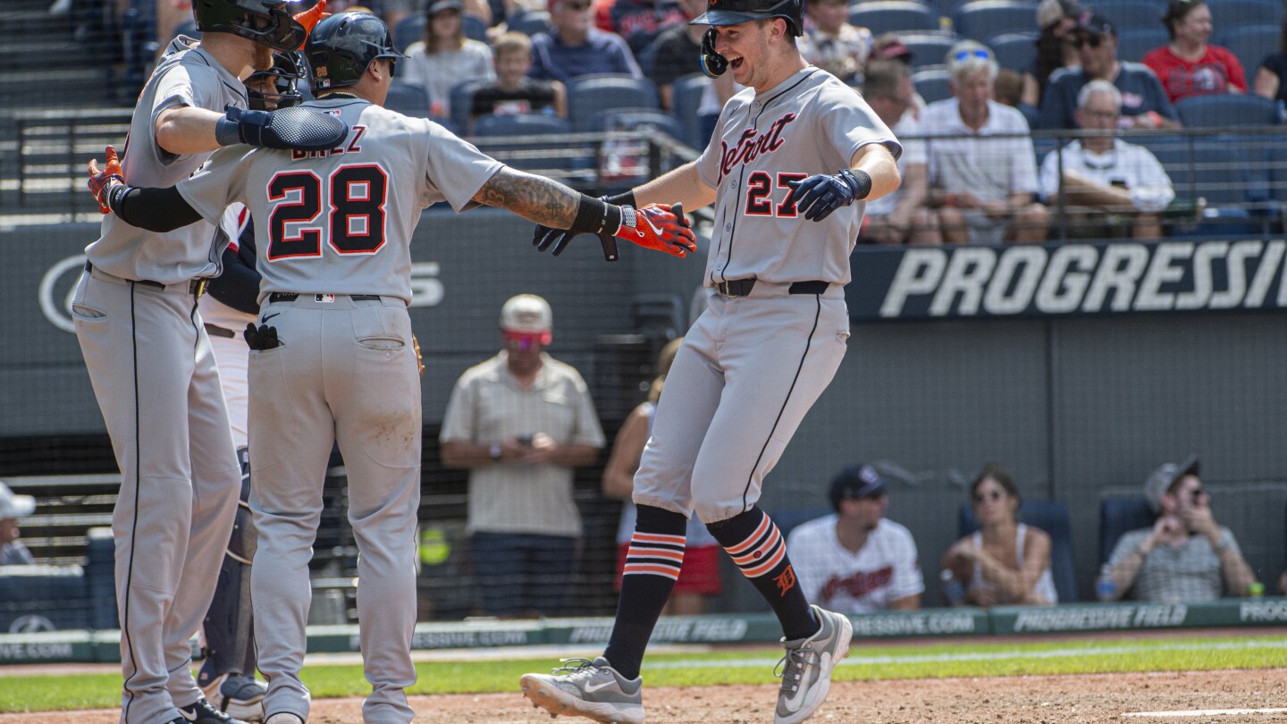 Tigers get 10th-inning homers from Sweeney and Greene and extend Guardians' skid to 10 with 7-2 win