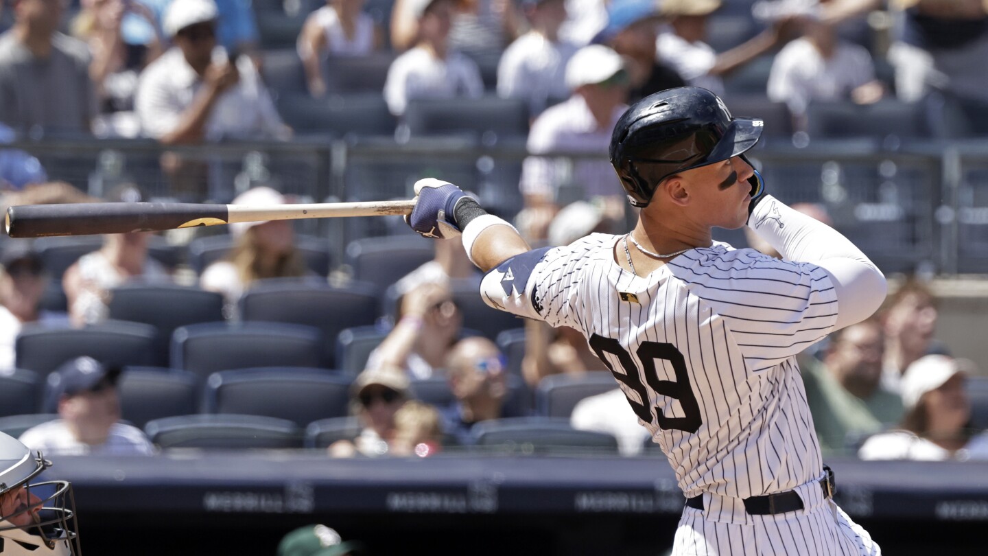 Judge homers twice to reach 30, Chisholm has 4 RBIs, Stroman wins in return as Yanks beat A's 12-5
