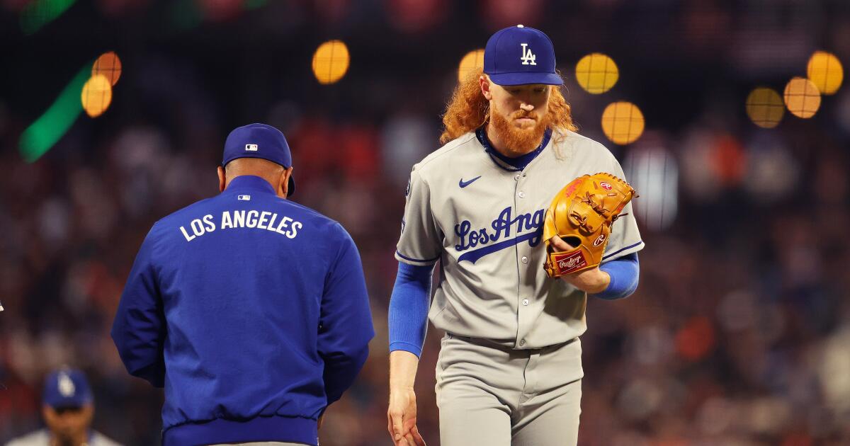 Dustin May struggles as Dodgers fall to Giants for 7th straight loss