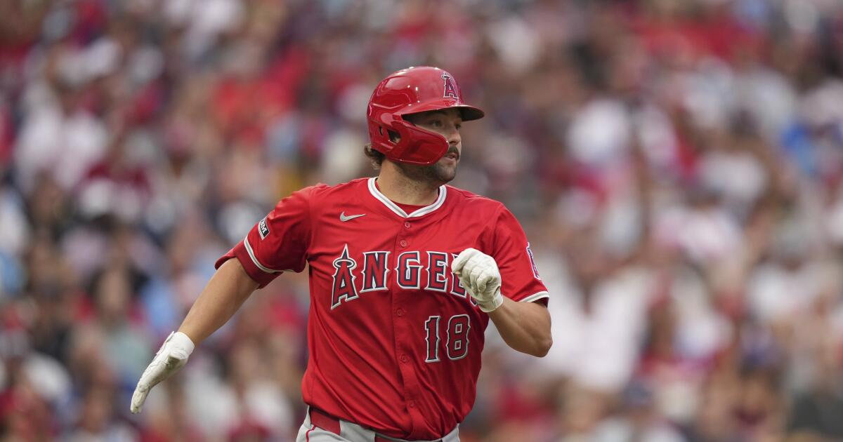 Angels first baseman Nolan Schanuel hit by pitch, leaves game