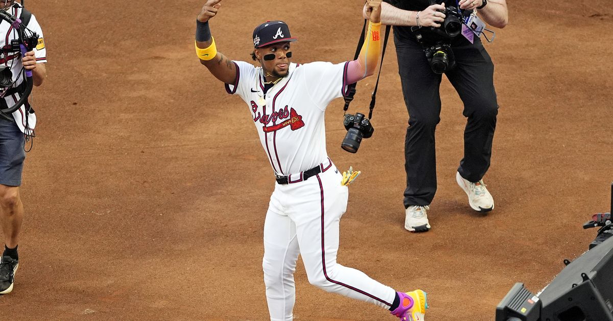Ronald Acuña Jr. singles and scores representing Atlanta Braves in 2025 MLB All-Star Game