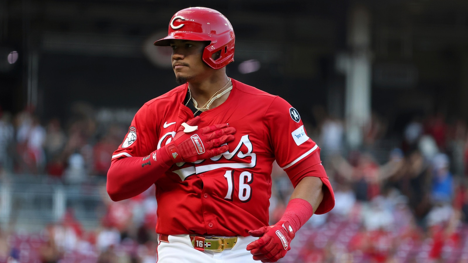 Benson triples and scores on 9th-inning error to left the Reds past the Rockies, 4-3