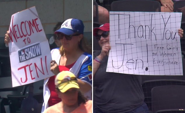 Supporters had made signs to show their support for Pawol as she made history on Saturday