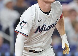 Eric Wagaman is seen competing for the Marlins earlier this month
