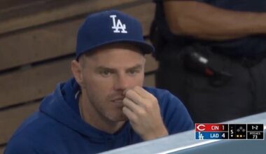 Freddie Freeman was caught on camerea plucking a nose hair at Wednesday's Dodgers game