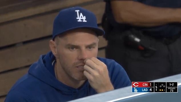Freddie Freeman was caught on camerea plucking a nose hair at Wednesday's Dodgers game