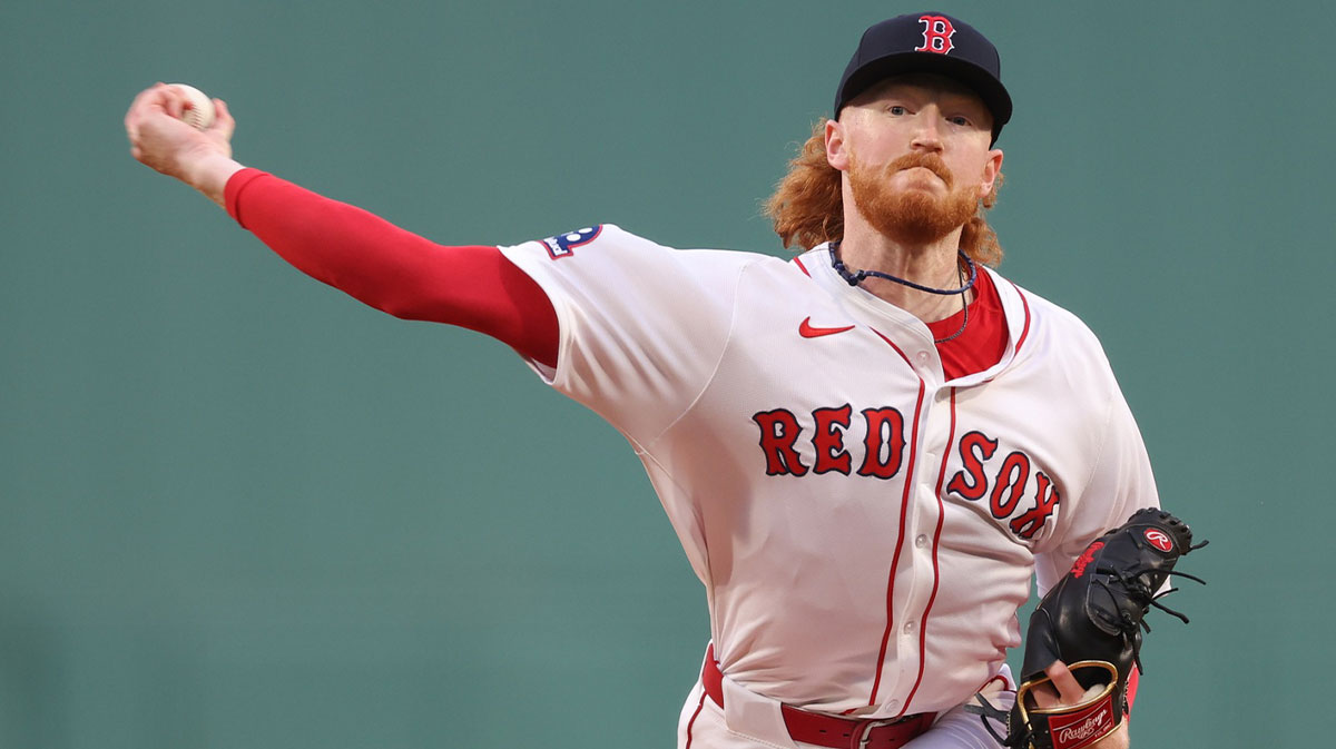 Boston Red Sox starting pitcher Dustin May (85) delivers a pitch during the first inning against the Kansas City Royals at Fenway Park.