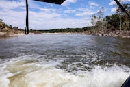 The Guadalupe River is seen from the back of a Sherp UTV, Friday, July 25, 2025, near Center...