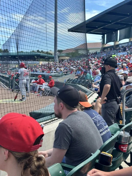Bradley Vinson umpires during a Cardinals spring training game. (Photos courtesy: John Vinson)