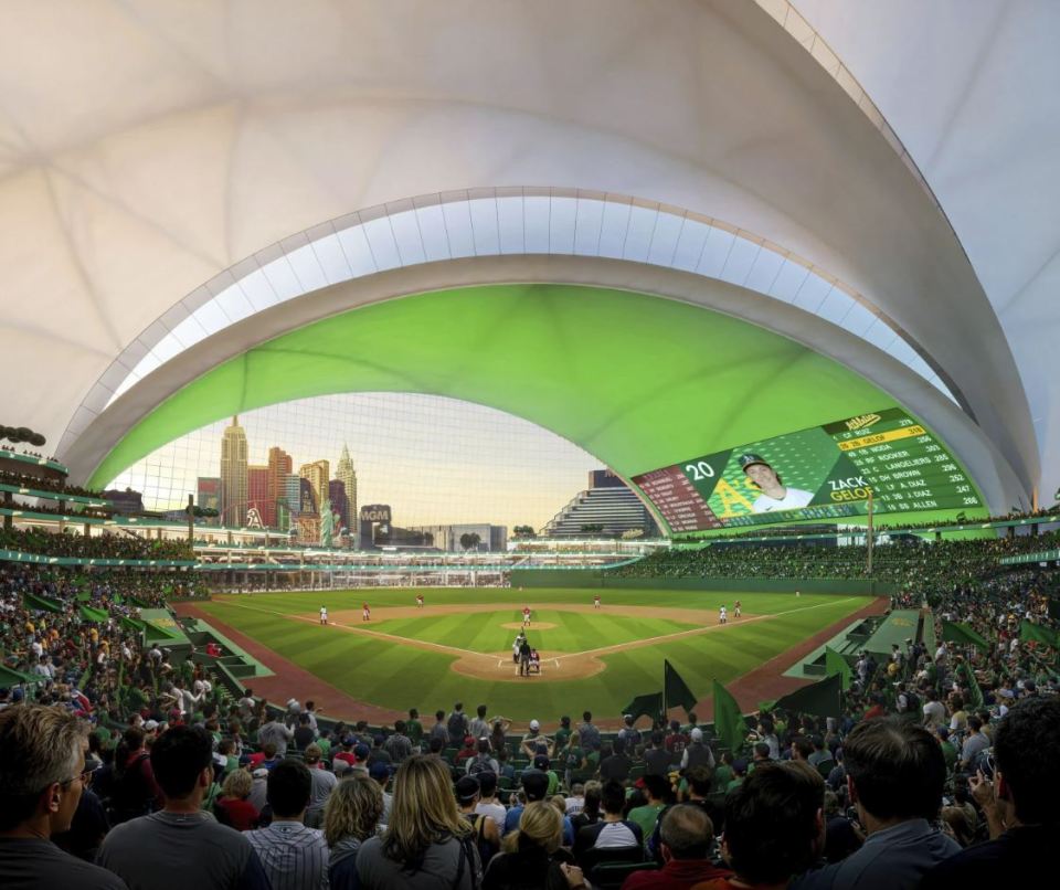 Rendering of Oakland Athletics’ proposed Las Vegas stadium.