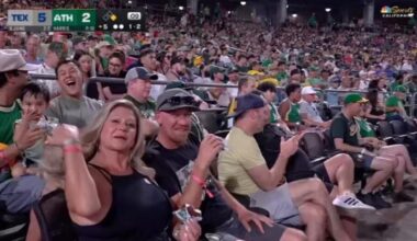 Caught In The Act – Oakland A’s Fan Leaves Commentators Speechless As He Shamelessly Grabs A Handful Of His Girlfriend’s Chest On Live TV [VIDEO]
