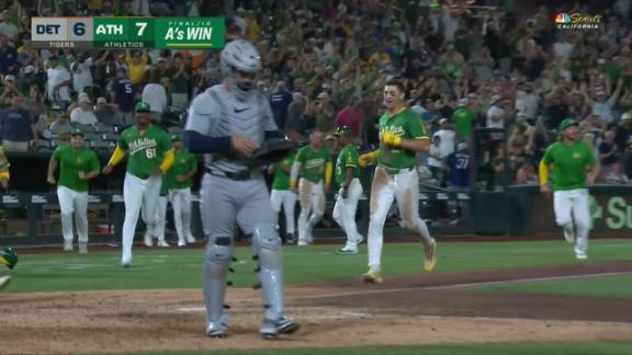 Hernaiz draws walk-off walk, Athletics beat Tigers 7-6 in 10 innings