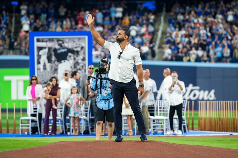 As one of the greatest players to ever wear a Blue Jays uniform, José Bautista was inducted as a member of the Blue Jays' level of Excellence in 2023 (Photo by Mark Blinch/Getty Images).