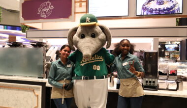 Stomper Entertains at A’s Watch Party