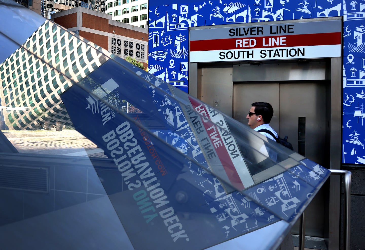 A man walked past an entrance to South Station in Boston on July 27.