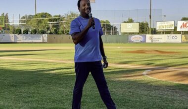 Pedro Martinez speaks at Great Falls Voyagers baseball game