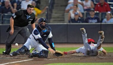 St. Louis Cardinals' Thomas Saggese, right, scores as the throw skips away from Tampa Bay Rays catcher Nick Fortes on a fielder's choice by Nathan Church during the second inning of a baseball game Thursday, Aug. 21, 2025, in Tampa, Fla. (AP Photo/Chris O'Meara)
