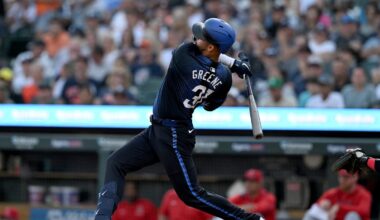 Detroit Tigers' Riley Greene takes on-field batting practice