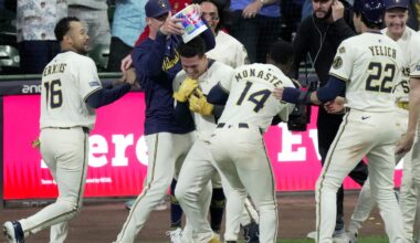 Isaac Collins delivers with walk-off sac fly in ninth for Brewers