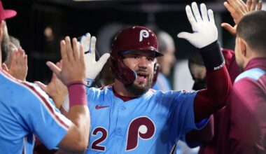 Phillies' Schwarber hits four HRs; Guardians release Santana