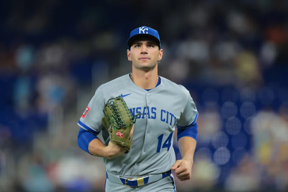 Kansas City Royals right fielder Jac Caglianone (14)© Sam Navarro-Imagn Images