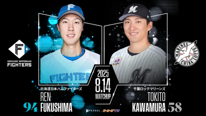 Hokkaido Nippon-Ham Fighters pitcher Ren Fukushima Chiba Lotte Marines pitcher Tokito Kawamura (right) ©PLM