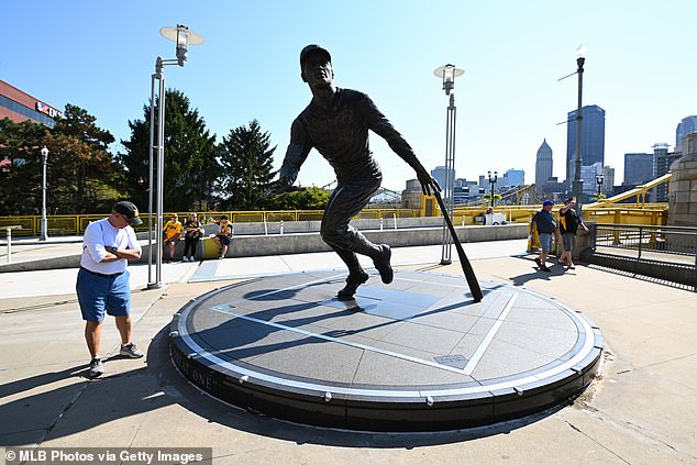 A detail photo of the Roberto Clemente statue prior to the game between the Kansas City Royals and the Pittsburgh Pirates at PNC Park on Sunday, September 15, 2024 in Pittsburgh