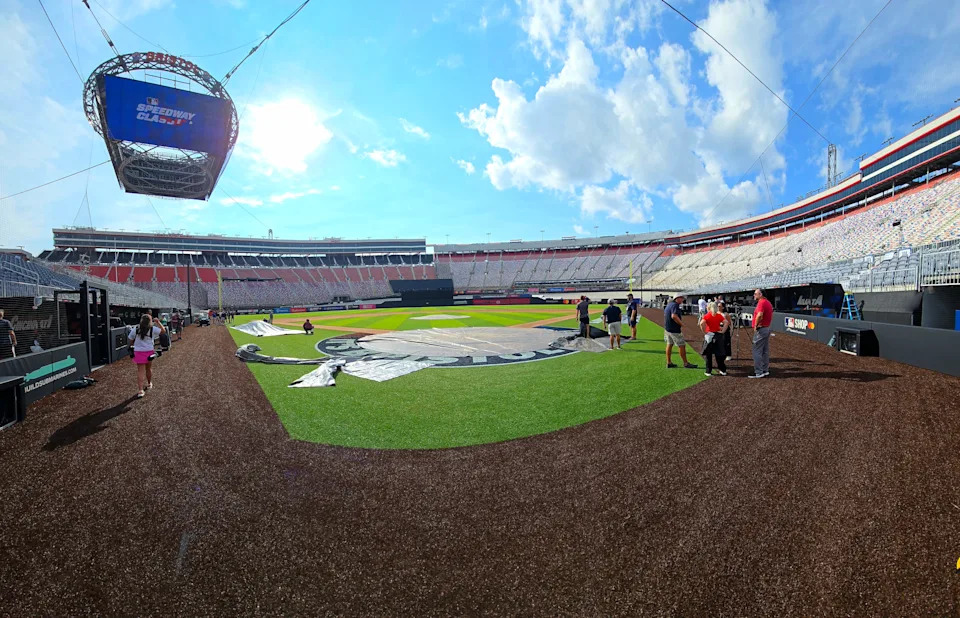 A view of the baseball field at Bristol Motor Speedway.