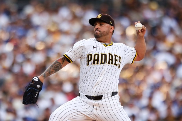 San Diego Padres starting pitcher Nestor Cortes works against the...