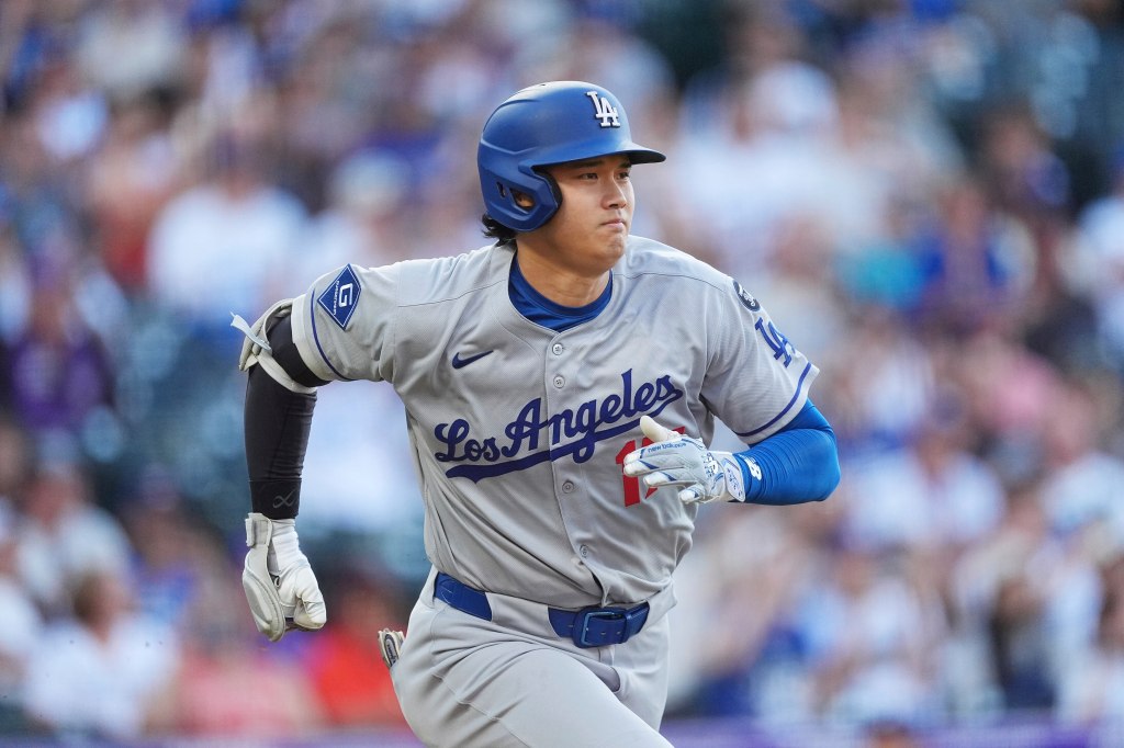 Los Angeles Dodgers baseball player running on the field.
