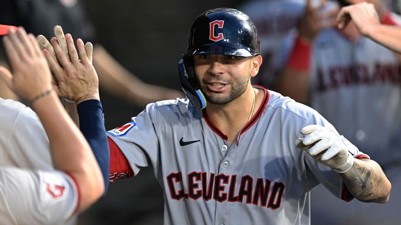 Cleveland Guardians starting pitcher Gavin Williams delivers during the first inning of a baseball game against the Baltimore Orioles, Wednesday, April 16, 2025, in Baltimore. (AP Photo/Stephanie Scarbrough)