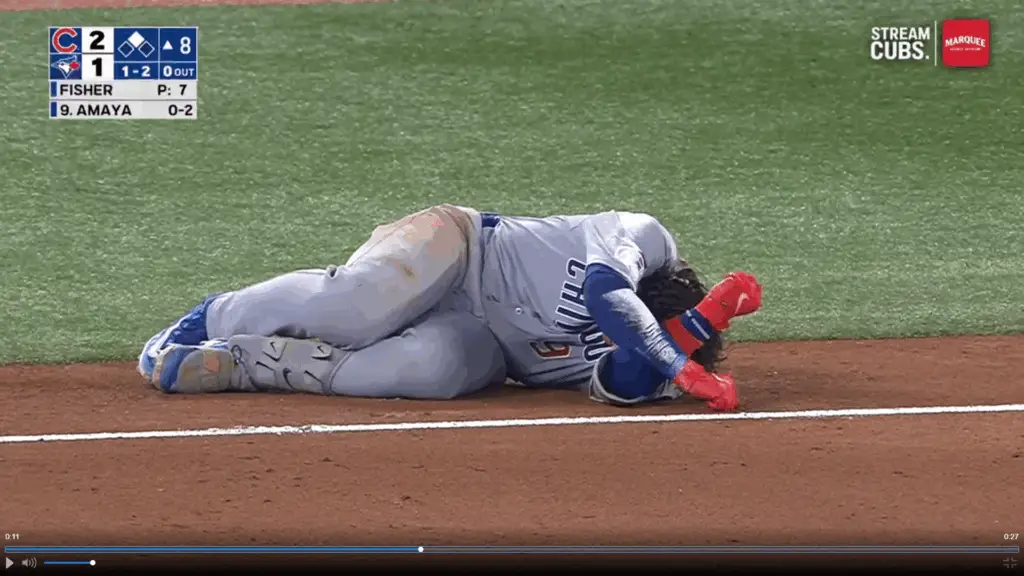 Miguel Amaya Exits on Cart Following Apparent Leg Injury -