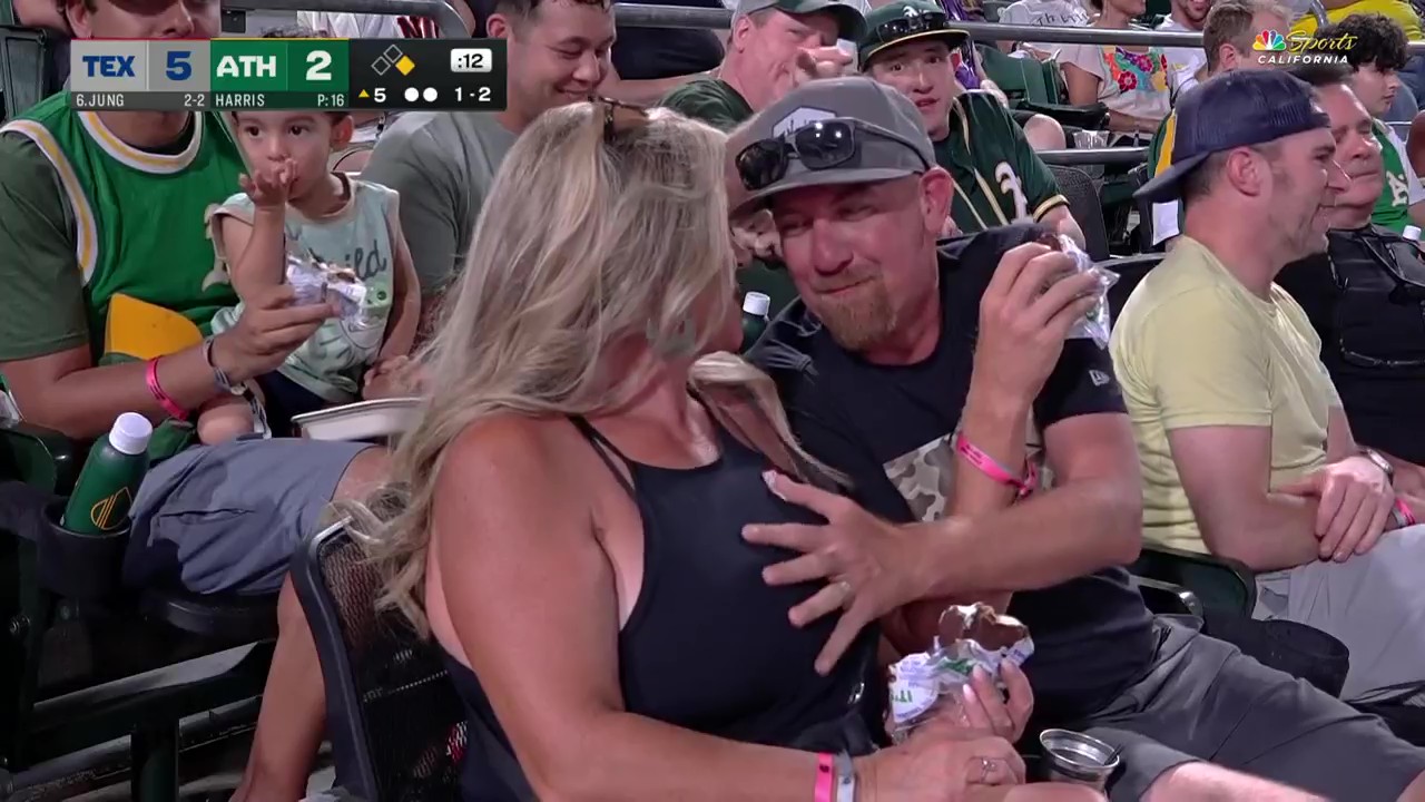 Grabby A's fan causes Chris Caray, Dallas Braden to crack up