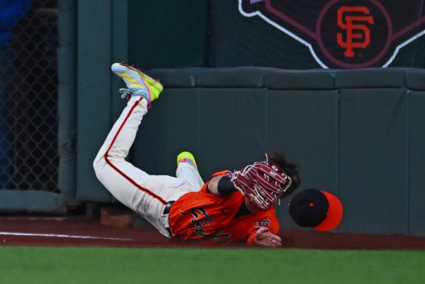 BLANK BLANK in the ? inning of their MLB game at Oracle Park in San Francisco, Calif., on Friday, Aug. 8, 2025. (Jose Carlos Fajardo/Bay Area News Group)