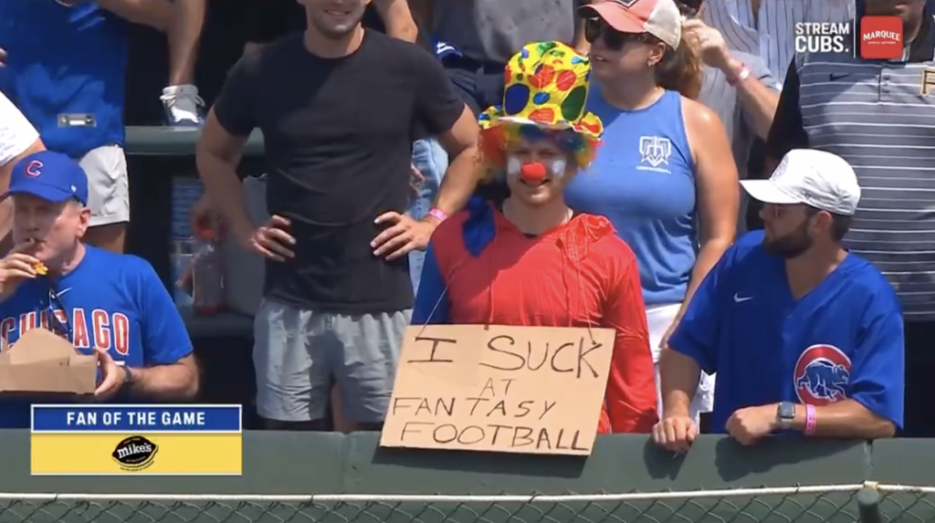 Cubs broadcaster roasts fan doing fantasy football punishment
