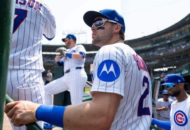 Chicago Cubs second base Nico Hoerner prepares to face the Baltimore Orioles on Sunday, Aug. 3, 2025, at Wrigley Field. (Brian Cassella/Chicago Tribune)
