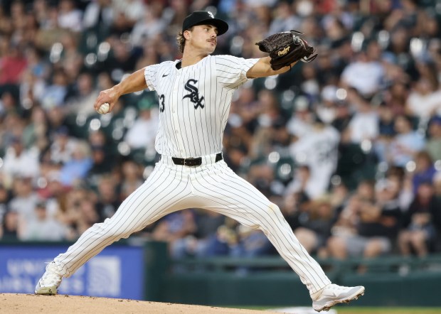 White Sox starting pitcher Drew Thorpe throws in the first inning against the Rockies at Guaranteed Rate Field on June 28, 2024, in Chicago. (John J. Kim/Chicago Tribune)