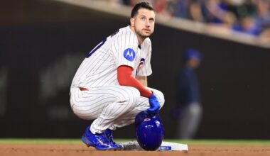 Chicago Cubs' slugger Kyle Tucker on the bench