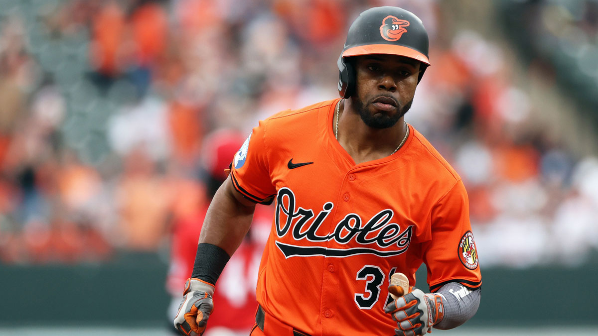 Baltimore Orioles outfielder Cedric Mullins (31) rounds the bases after hitting a home run during the first inning against the Cincinnati Reds at Oriole Park at Camden Yards.