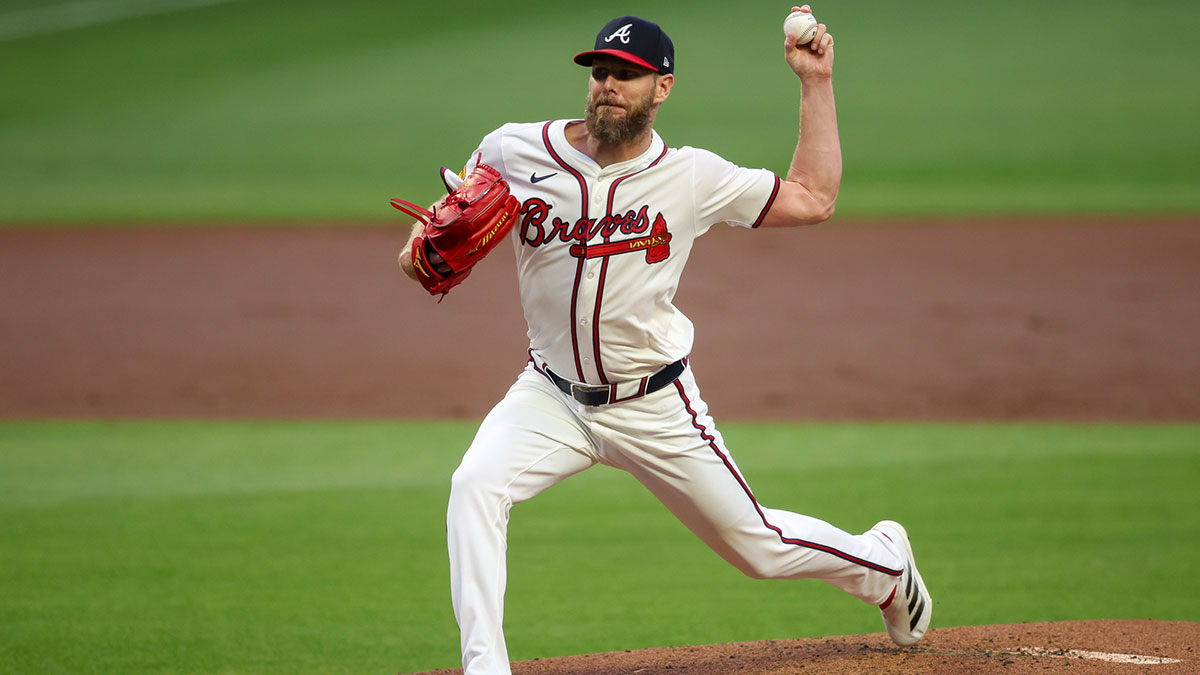 Jun 4, 2025; Atlanta, Georgia, USA; Atlanta Braves starting pitcher Chris Sale (51) throws against the Arizona Diamondbacks in the first inning at Truist Park. 