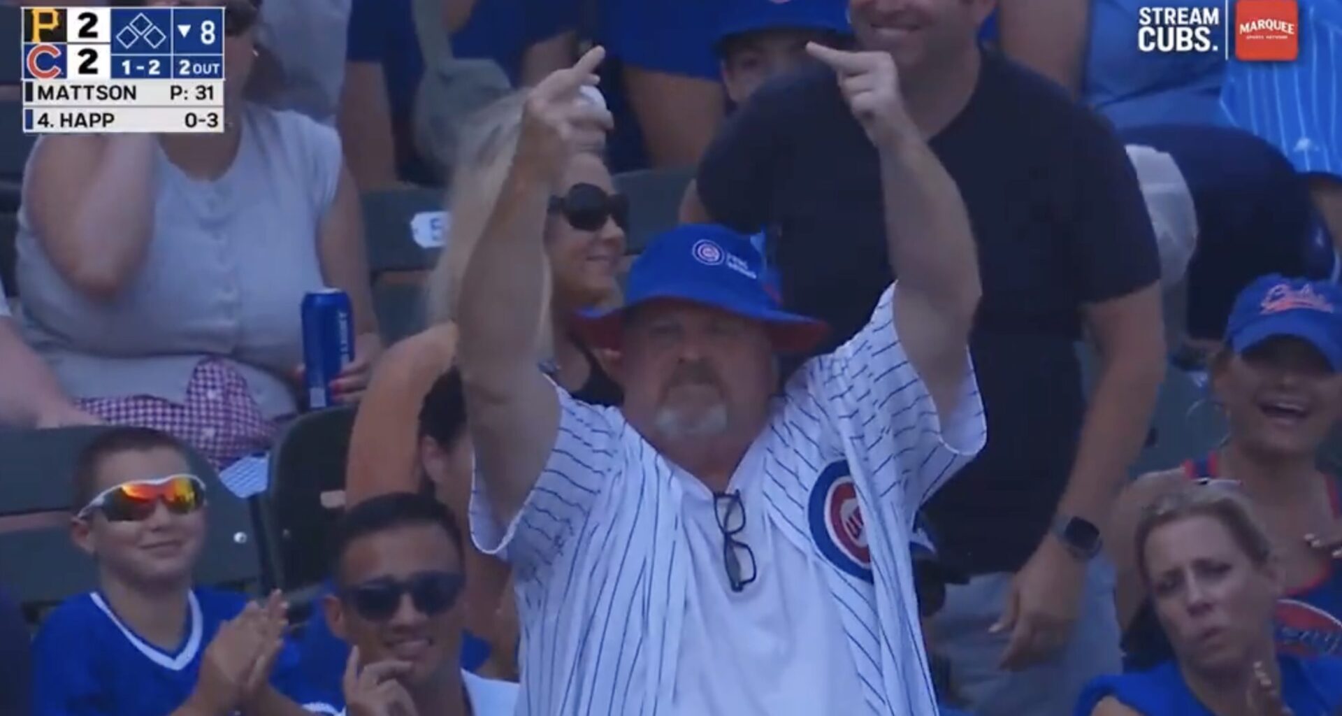 Cubs fan makes broadcast regret showing him