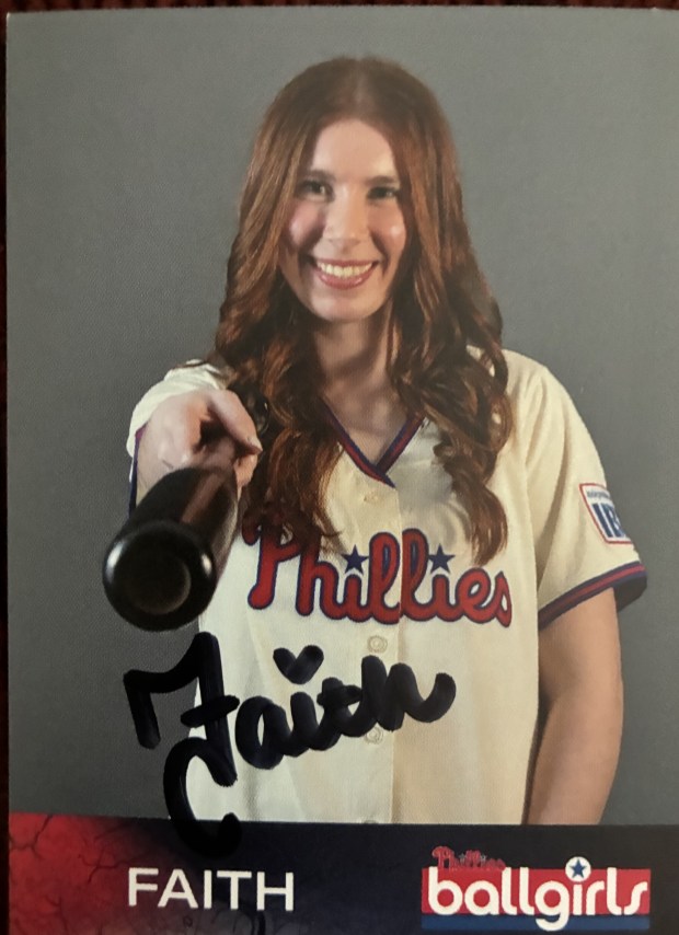 Faith Weaver's ballgirl card, which she signs for fans. (COURTESY OF NEUMANN UNIVERSITY)