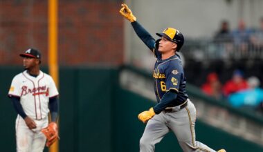 Collins hits 3-run homer, Priester stifles Braves in Brewers’ 3-1 win