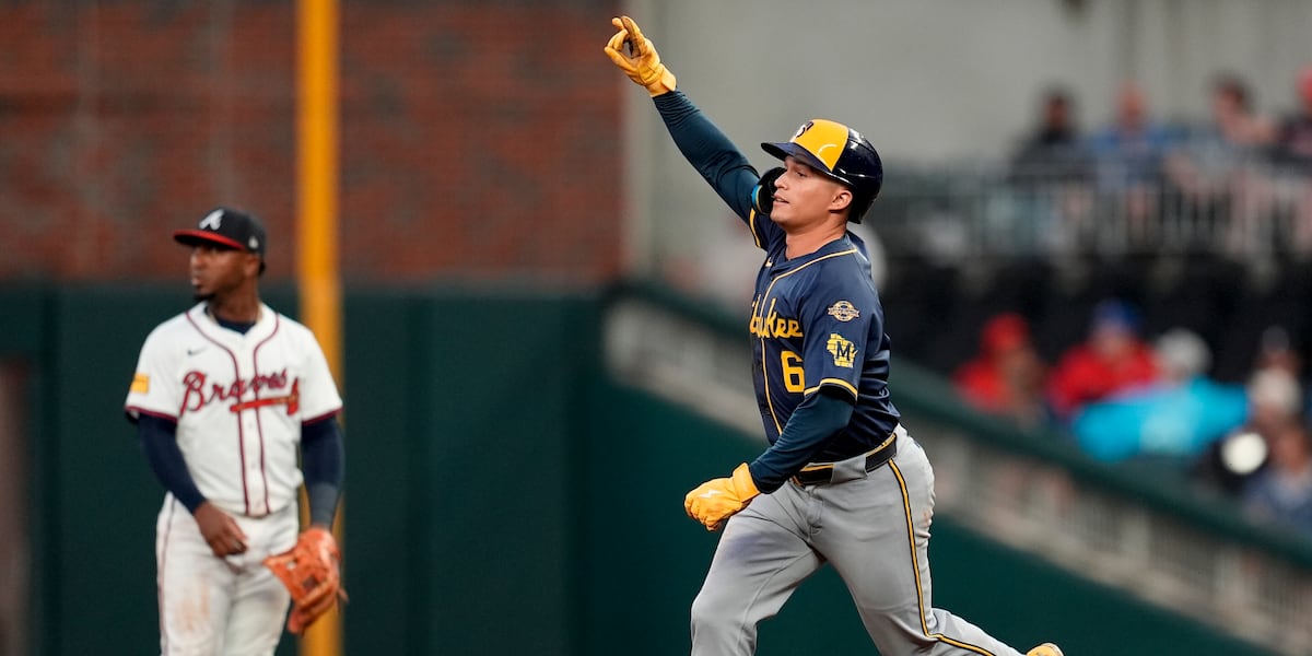 Collins hits 3-run homer, Priester stifles Braves in Brewers’ 3-1 win