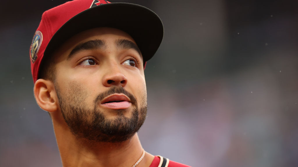 Jordan Lawlar #10 of the Arizona Diamondbacks...