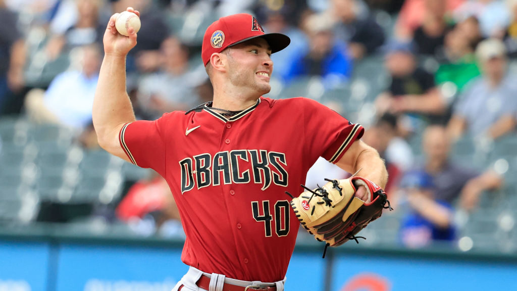 Bryce Jarvis #40 of the Arizona Diamondbacks throws a pitch during the second inning in the game ag...