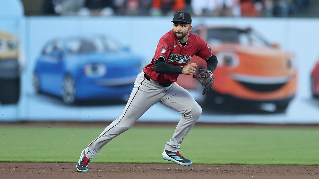 Jordan Lawlar #10 of the Arizona Diamondbacks...