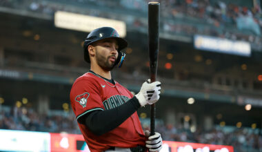 Jordan Lawlar #10 of the Arizona Diamondbacks...