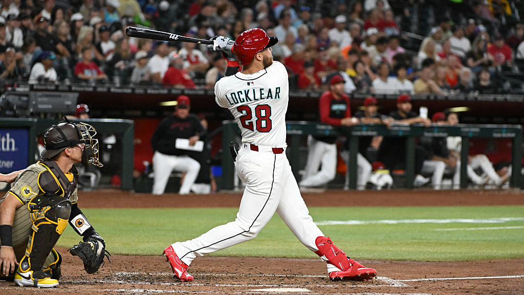 Tyler Locklear #28 of the Arizona Diamondbacks