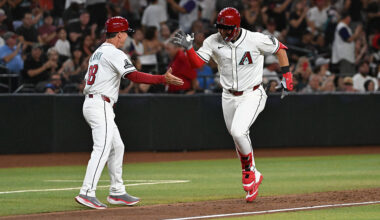Tyler Locklear #28 of the Arizona Diamondbacks...